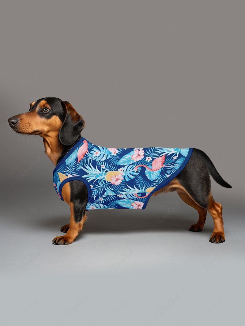 Pet's Tropical Leaf Flowers Pineapple Flamingo Printed Hawaii Tank Top