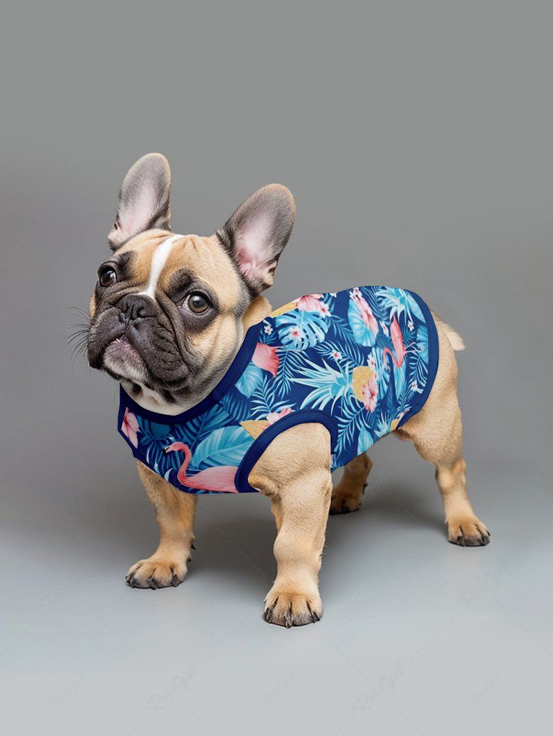Pet's Tropical Leaf Flowers Pineapple Flamingo Printed Hawaii Tank Top
