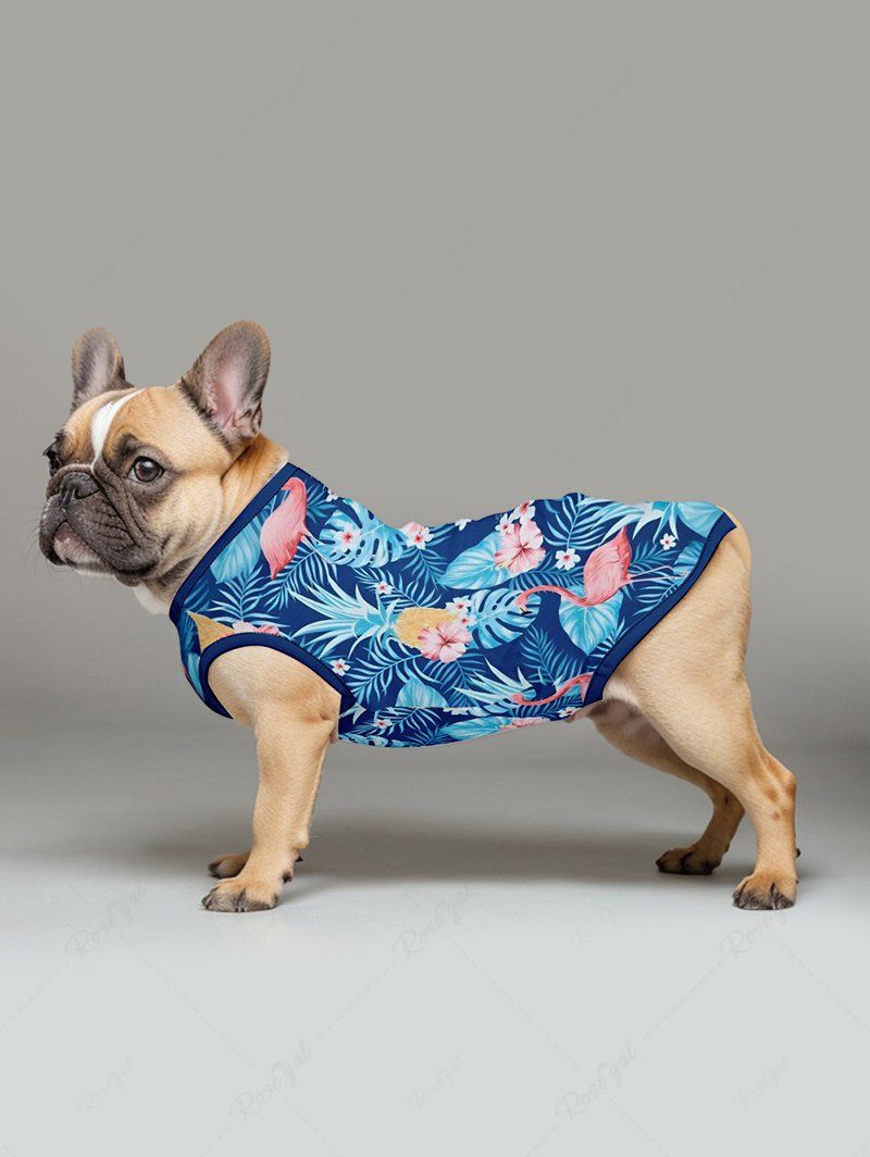 Pet's Tropical Leaf Flowers Pineapple Flamingo Printed Hawaii Tank Top