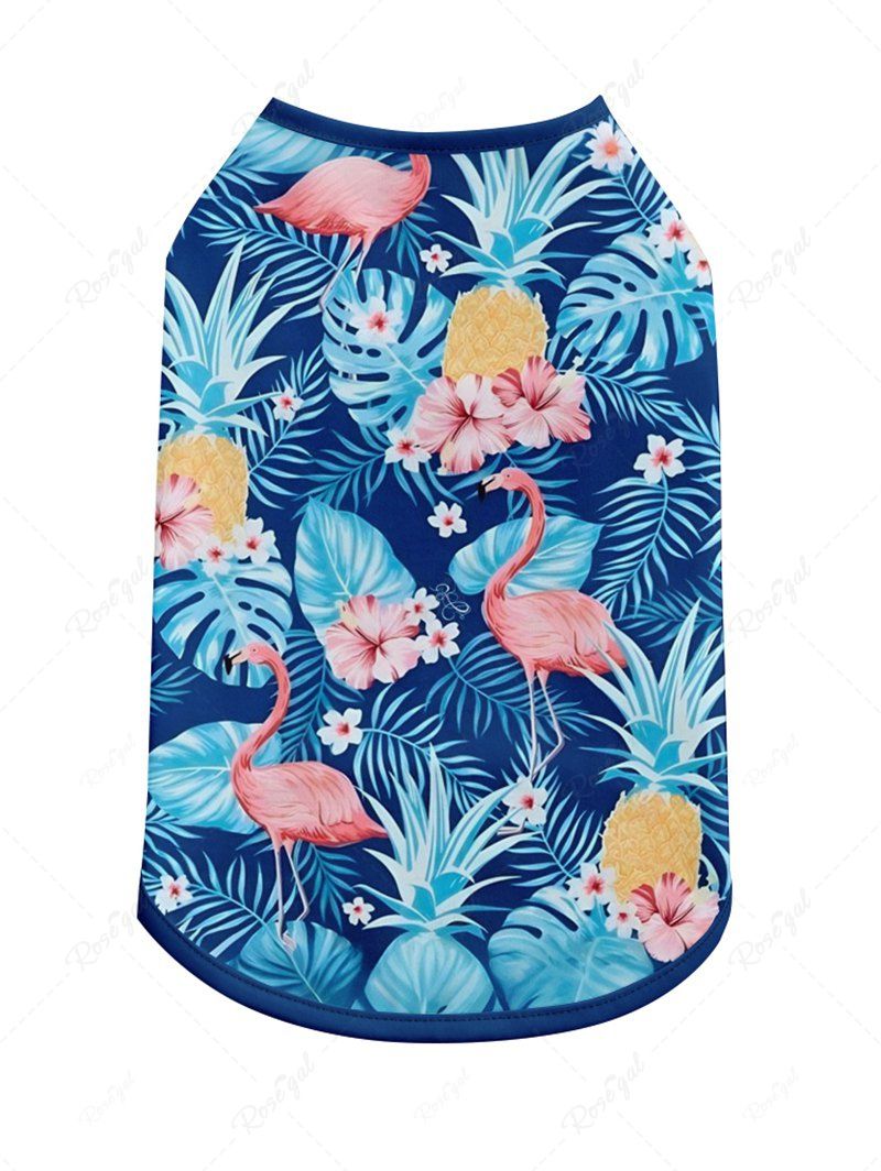 Pet's Tropical Leaf Flowers Pineapple Flamingo Printed Hawaii Tank Top