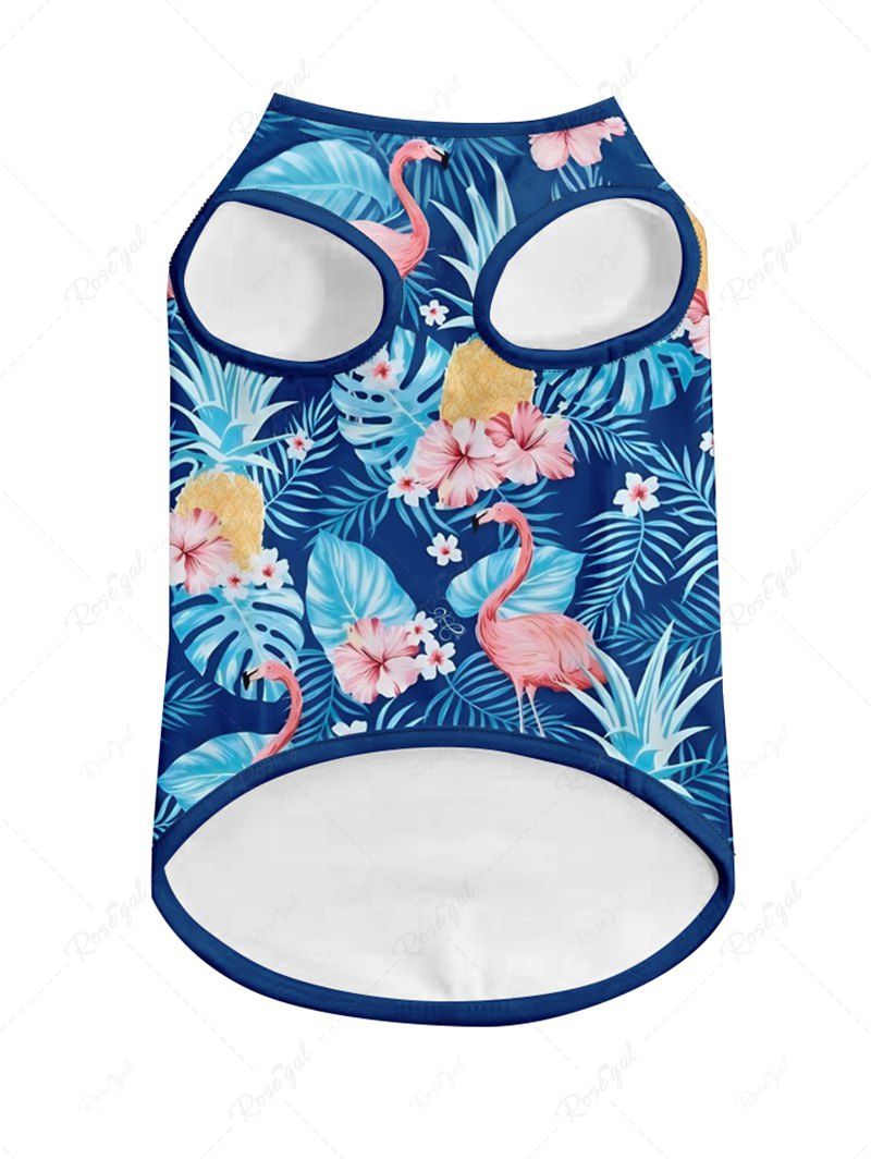 Pet's Tropical Leaf Flowers Pineapple Flamingo Printed Hawaii Tank Top