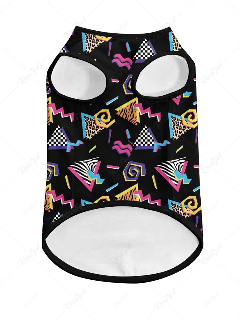 Pet's Triangle Leopard Plaid Printed Hawaii Tank Top