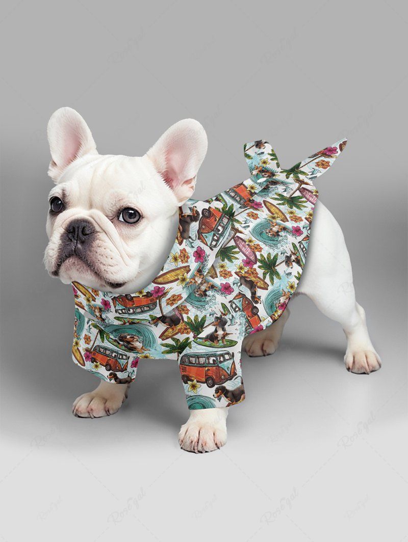 Sea Waves Coconut Tree Flowers Print Hawaii Shirt Dog And Owner Matching Outfits