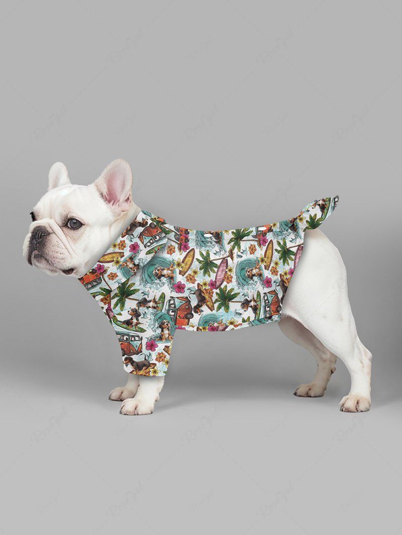 Sea Waves Coconut Tree Flowers Print Hawaii Shirt Dog And Owner Matching Outfits