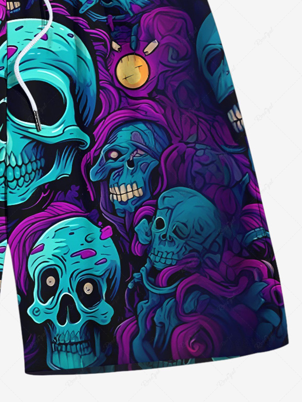 Plus Size Skulls Printed Beach Shorts For Men