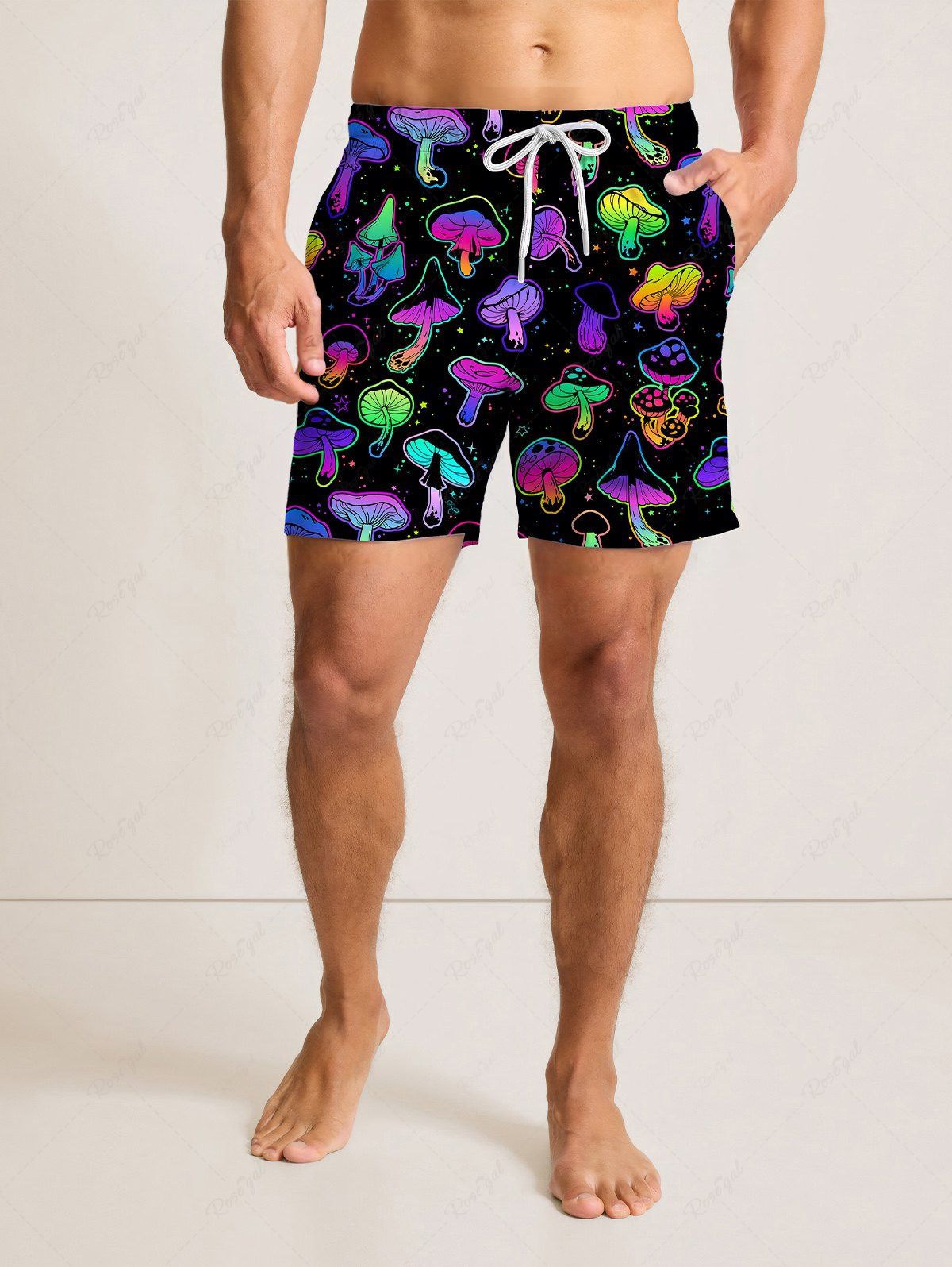 Galaxy Colorful Mushroom Print Hawaii Shirt and Beach Shorts For Men Dog and Owner Matching Outfits