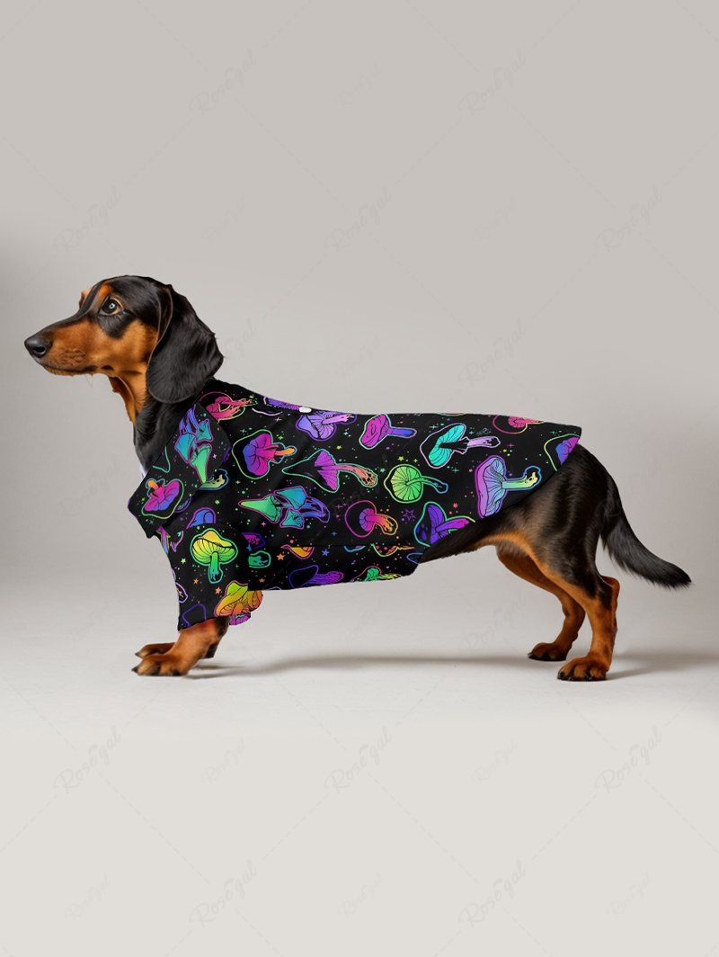 Galaxy Colorful Mushroom Print Hawaii Shirt and Beach Shorts For Men Dog and Owner Matching Outfits