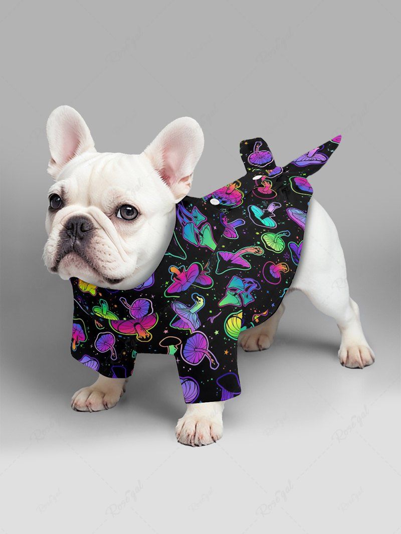 Galaxy Colorful Mushroom Print Hawaii Shirt and Beach Shorts For Men Dog and Owner Matching Outfits