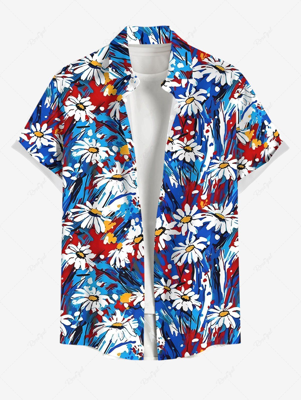 Oil Painting Daisy Flowers Print Hawaii Shirts Dog and Owner Matching Outfits