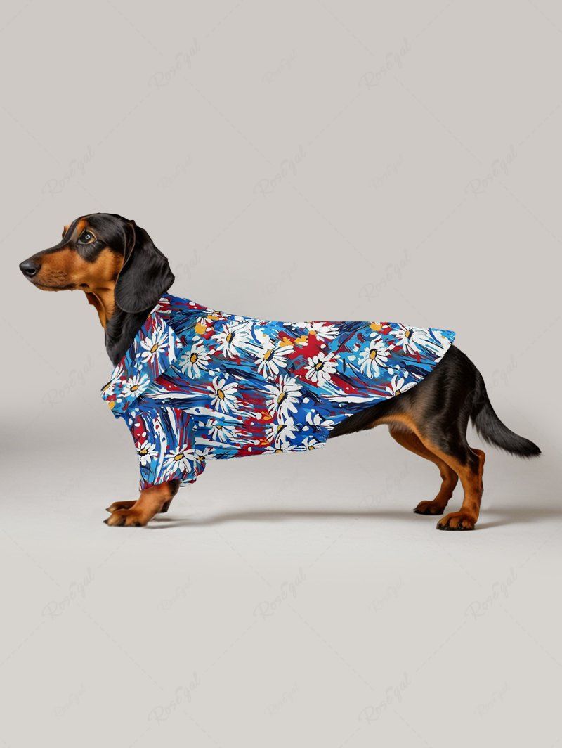Oil Painting Daisy Flowers Print Hawaii Shirts Dog and Owner Matching Outfits