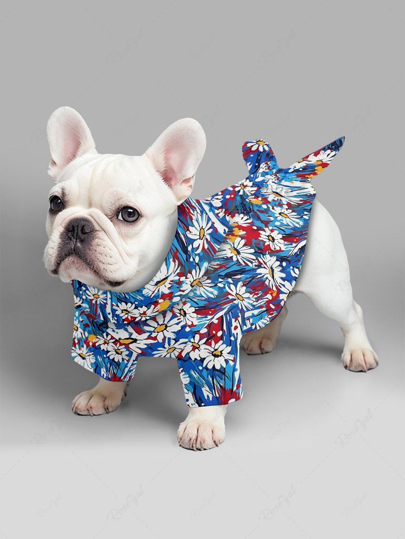 Oil Painting Daisy Flowers Print Hawaii Shirts Dog and Owner Matching Outfits