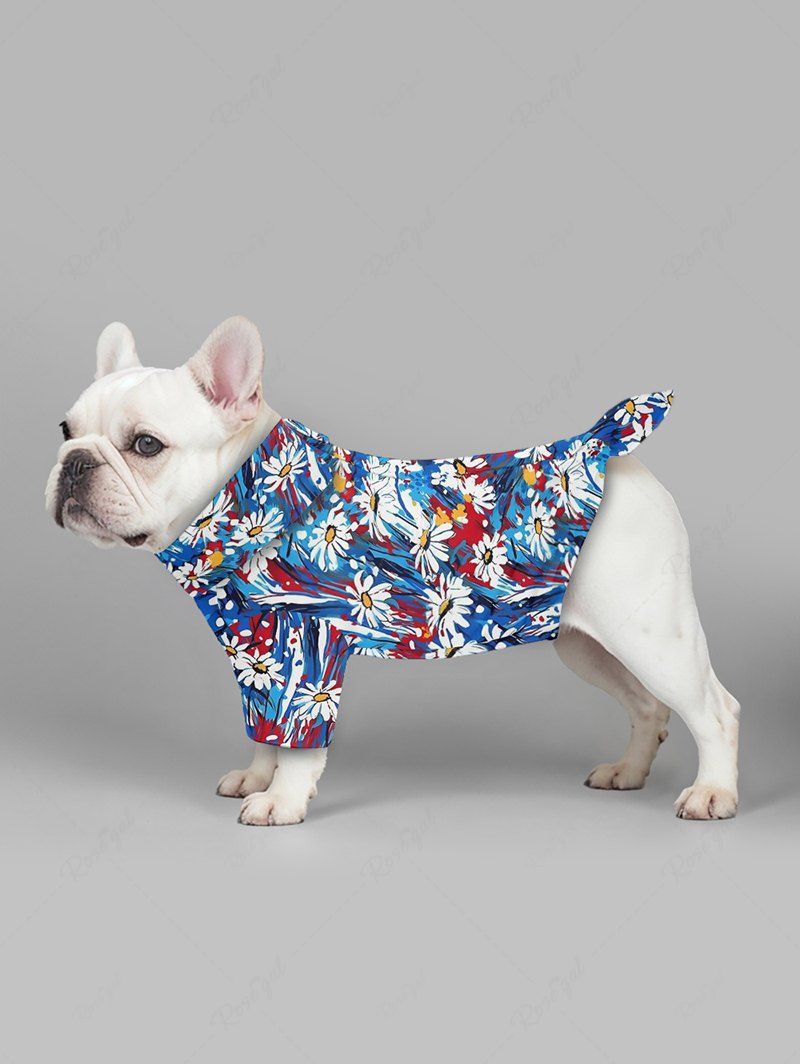 Oil Painting Daisy Flowers Print Hawaii Shirts Dog and Owner Matching Outfits