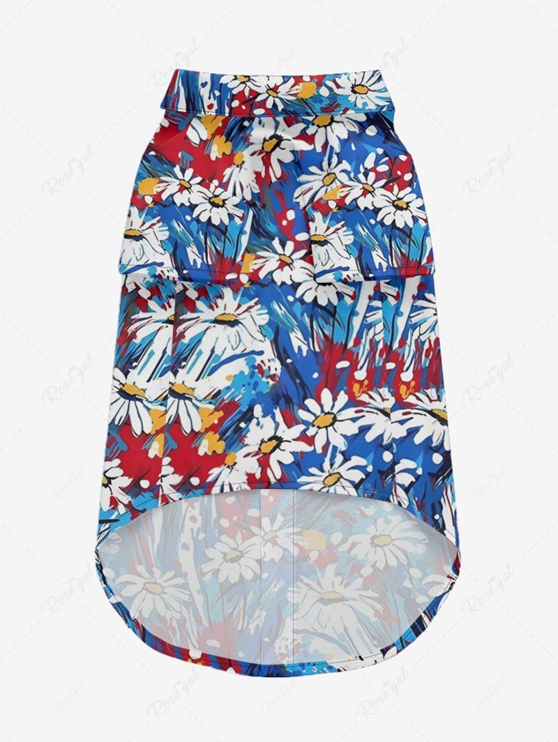 Pet's Oil Painting Daisy Flowers Printed Hawaii Shirt