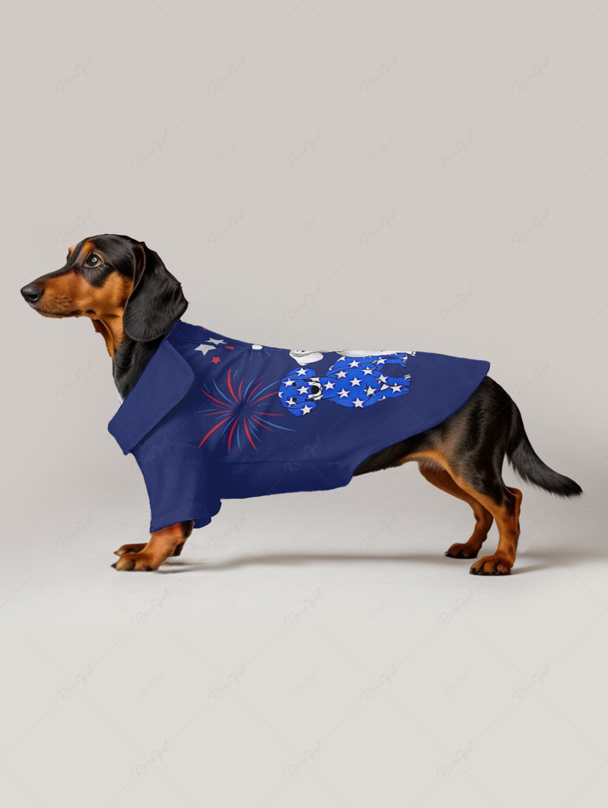 Patriotic American Flag Dog Fireworks Print Shirt Dog And Owner Matching Outfits