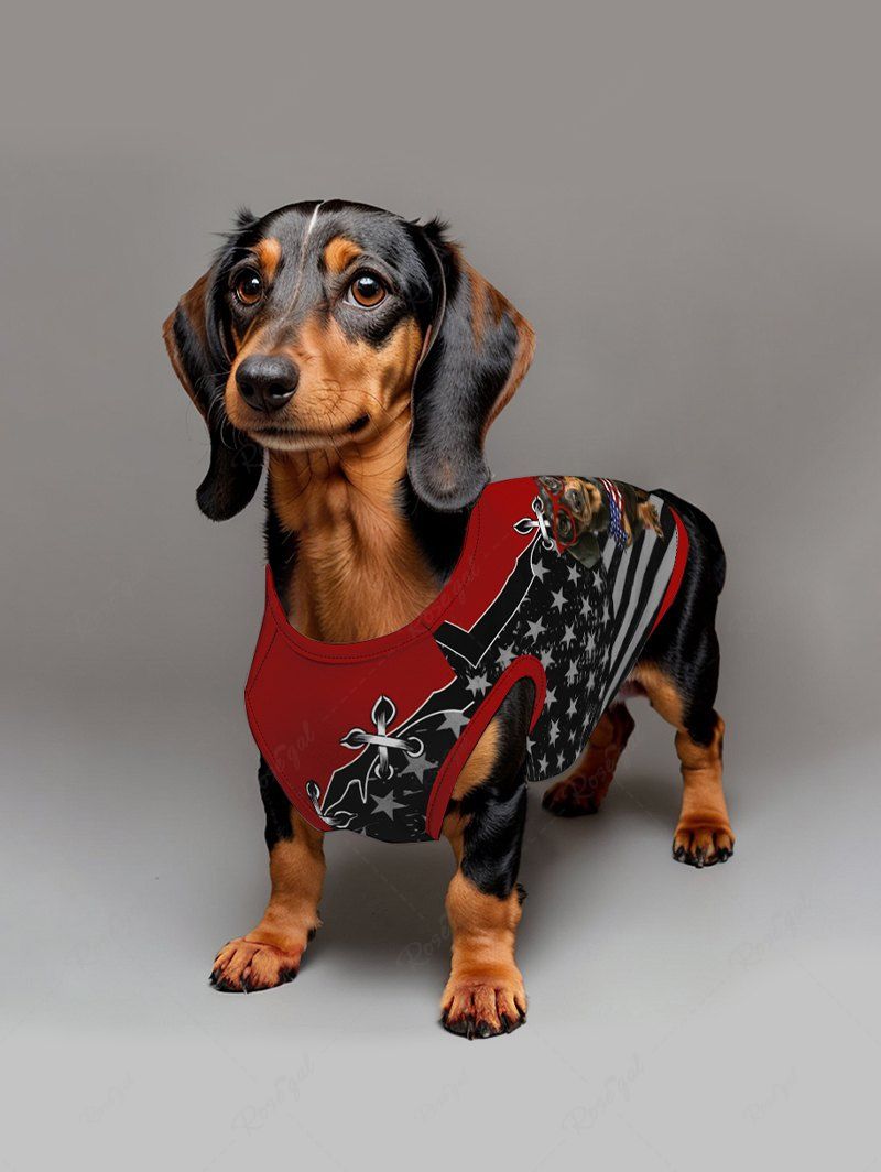 Patriotic American Flag Lace Up Printed Shirt Tank Top Dog And Owner Matching Outfits