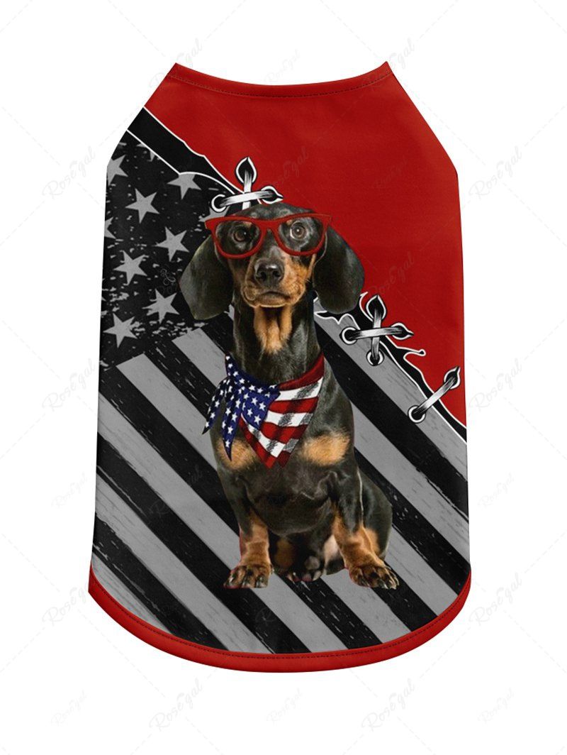 Patriotic American Flag Lace Up Printed Shirt Tank Top Dog And Owner Matching Outfits