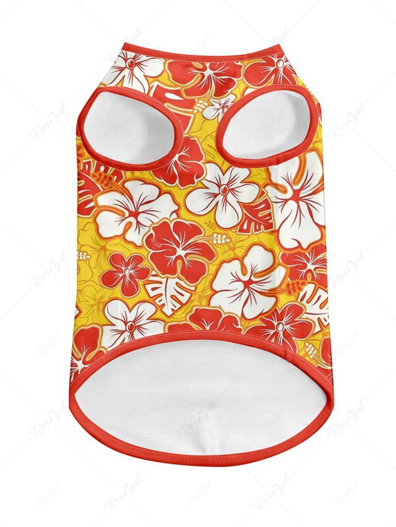 Pet's Tripical Leaf Hibiscus Flowers Printed Hawaii Tank Top