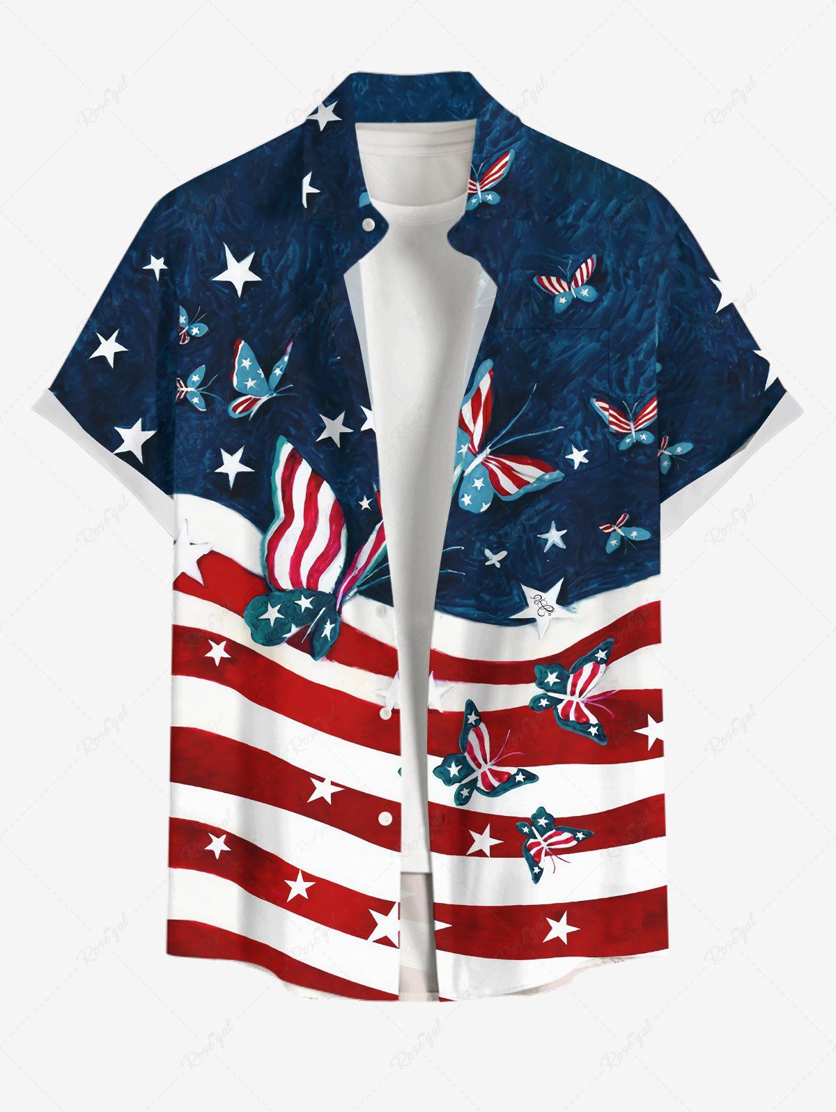 Patriotic American Flag Butterfly Print Tank Top and Shirts Dog and Owner Matching Outfits