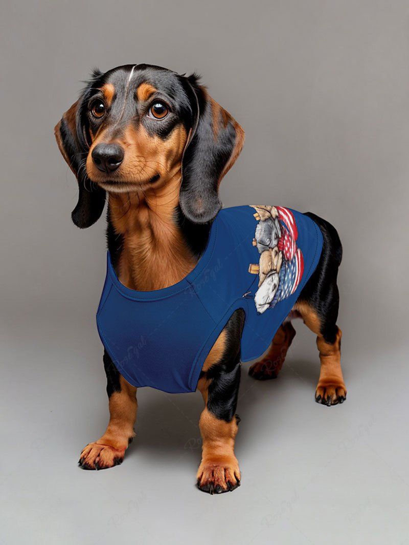Patriotic American Flag Sleeping Puppy Print Shirt Tank Top Dog And Owner Matching Outfits