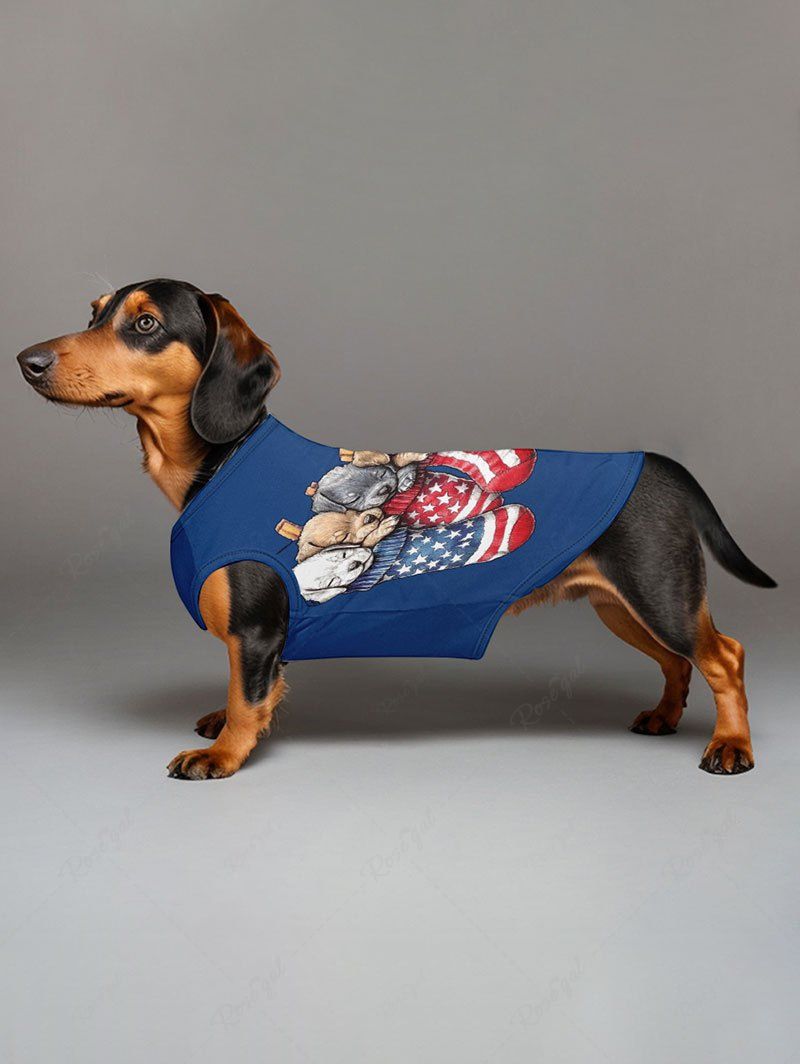 Patriotic American Flag Sleeping Puppy Print Shirt Tank Top Dog And Owner Matching Outfits