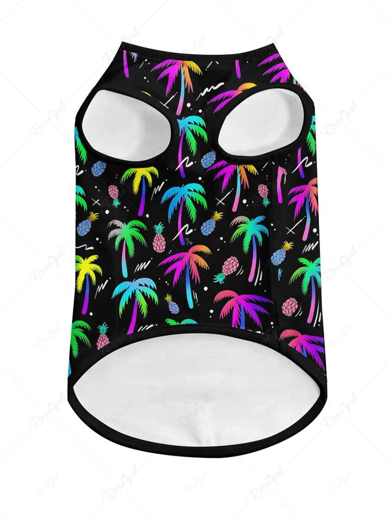 Pet's Colorful Coconut Tree Pineapple Printed Hawaii Tank Top