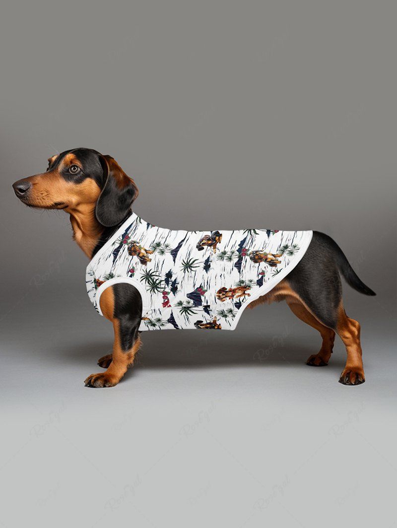 Pet's Coconut Tree Dogs Printed Hawaii Tank Top