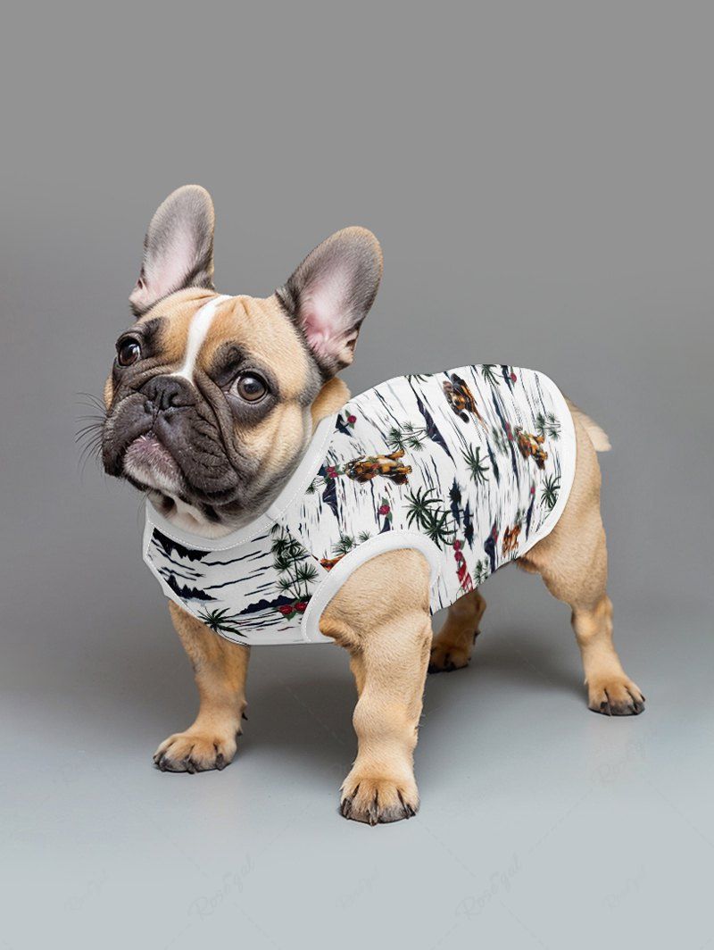 Pet's Coconut Tree Dogs Printed Hawaii Tank Top