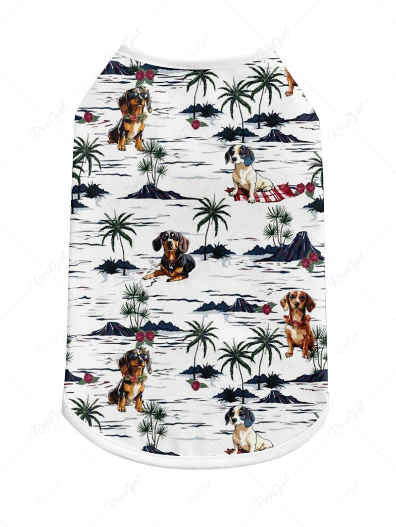 Pet's Coconut Tree Dogs Printed Hawaii Tank Top