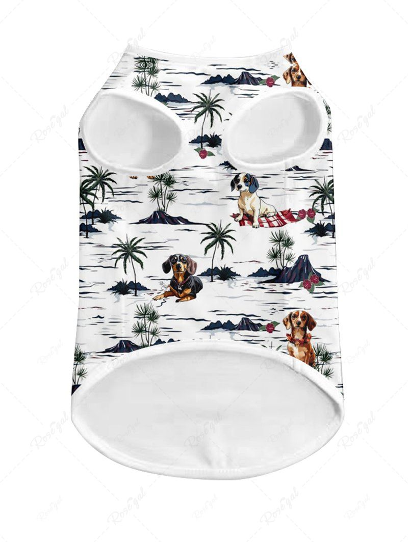 Pet's Coconut Tree Dogs Printed Hawaii Tank Top