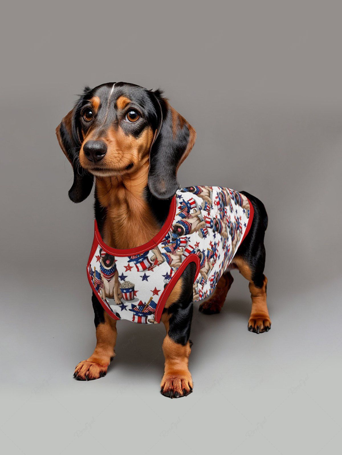 Patriotic American Flag Dogs Print Tank Top and Shirt Dog and Owner Matching Outfits