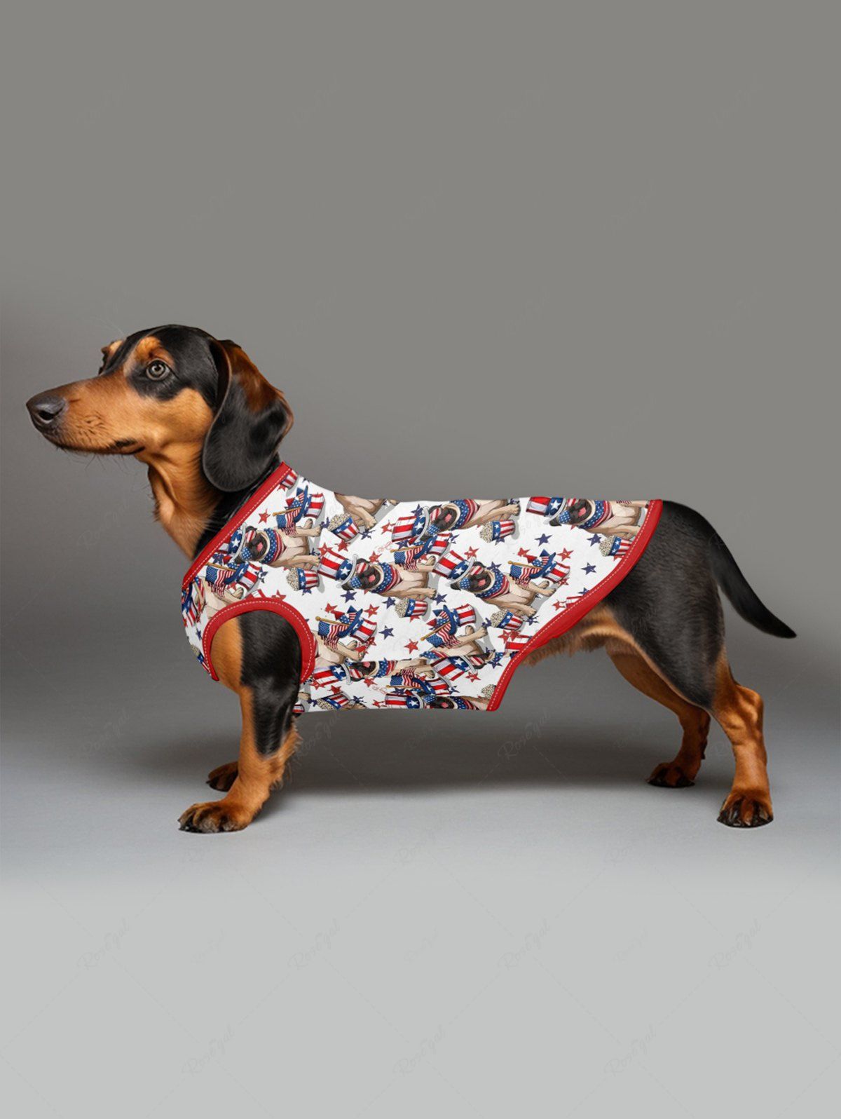 Patriotic American Flag Dogs Print Tank Top and Shirt Dog and Owner Matching Outfits