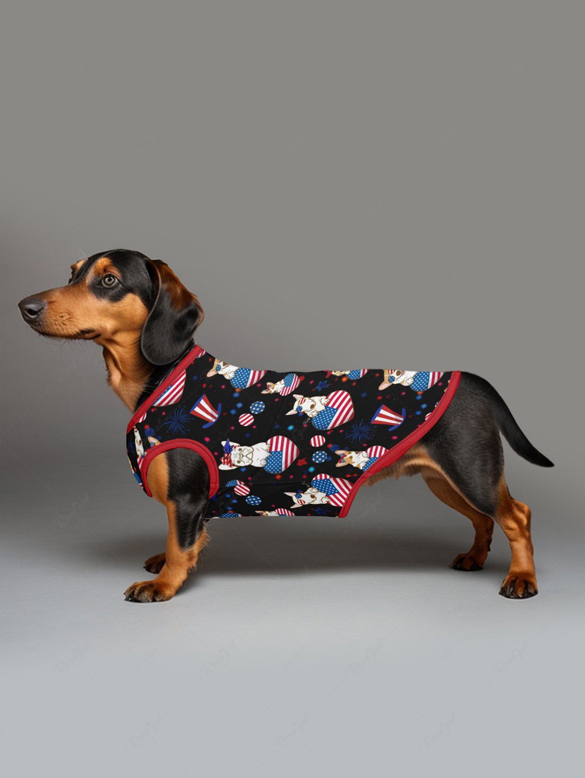 Pet's Patriotic American Flag Heart Dog Printed Tank Top
