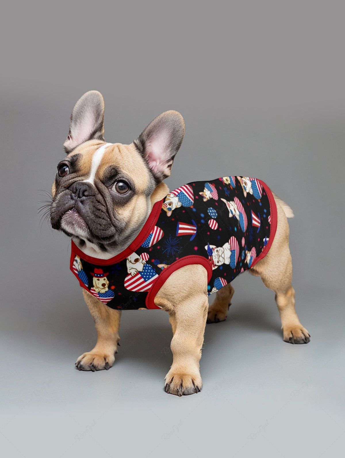 Pet's Patriotic American Flag Heart Dog Printed Tank Top