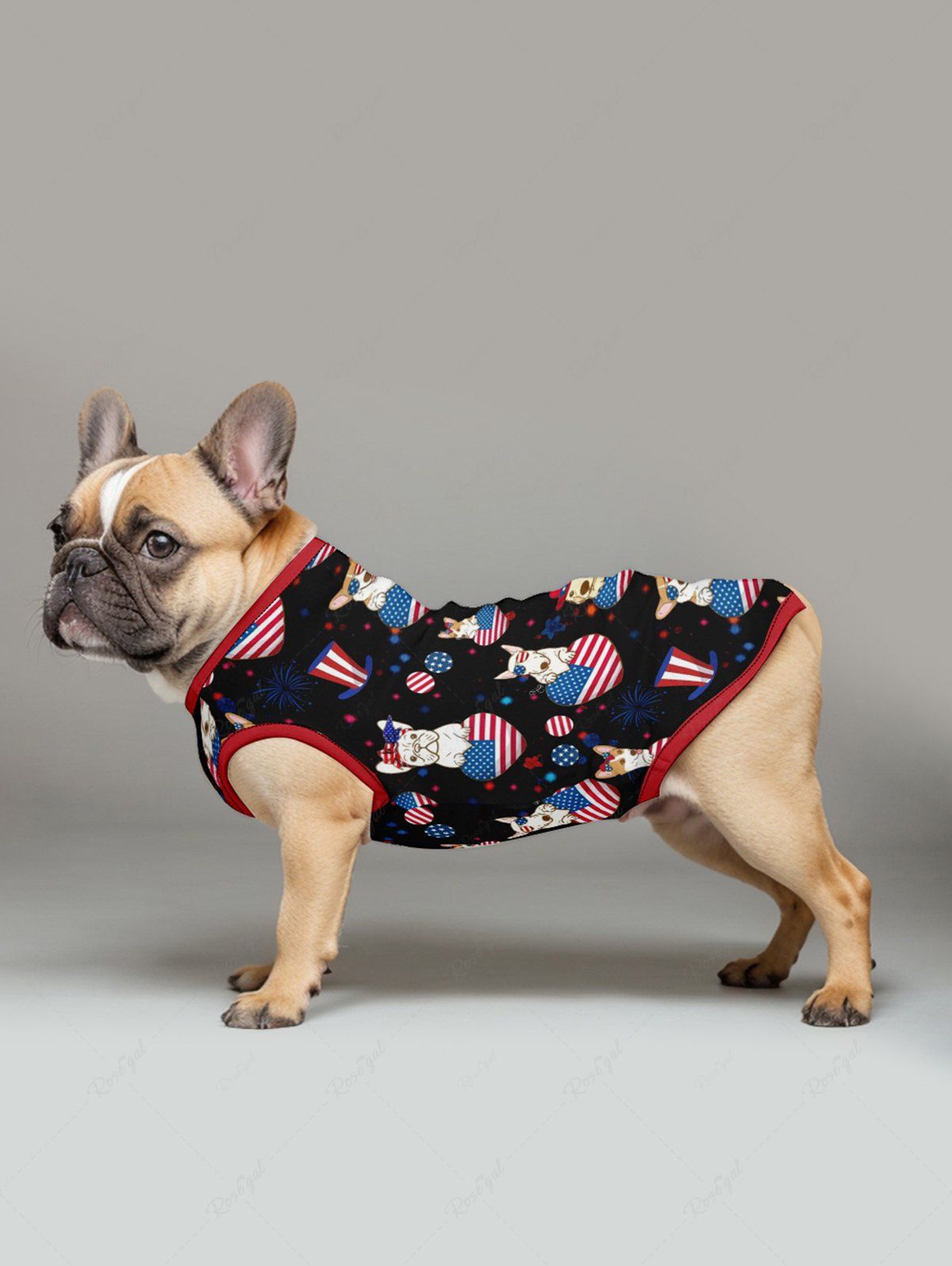 Pet's Patriotic American Flag Heart Dog Printed Tank Top