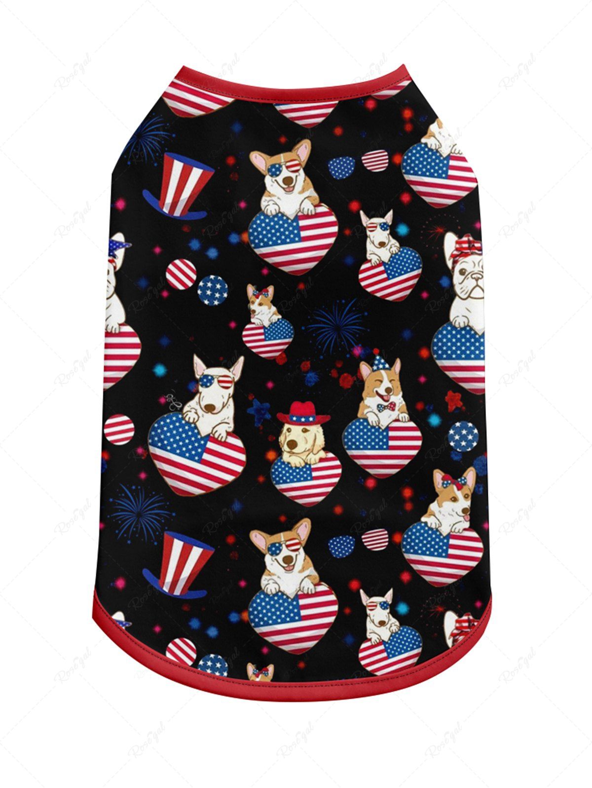 Pet's Patriotic American Flag Heart Dog Printed Tank Top