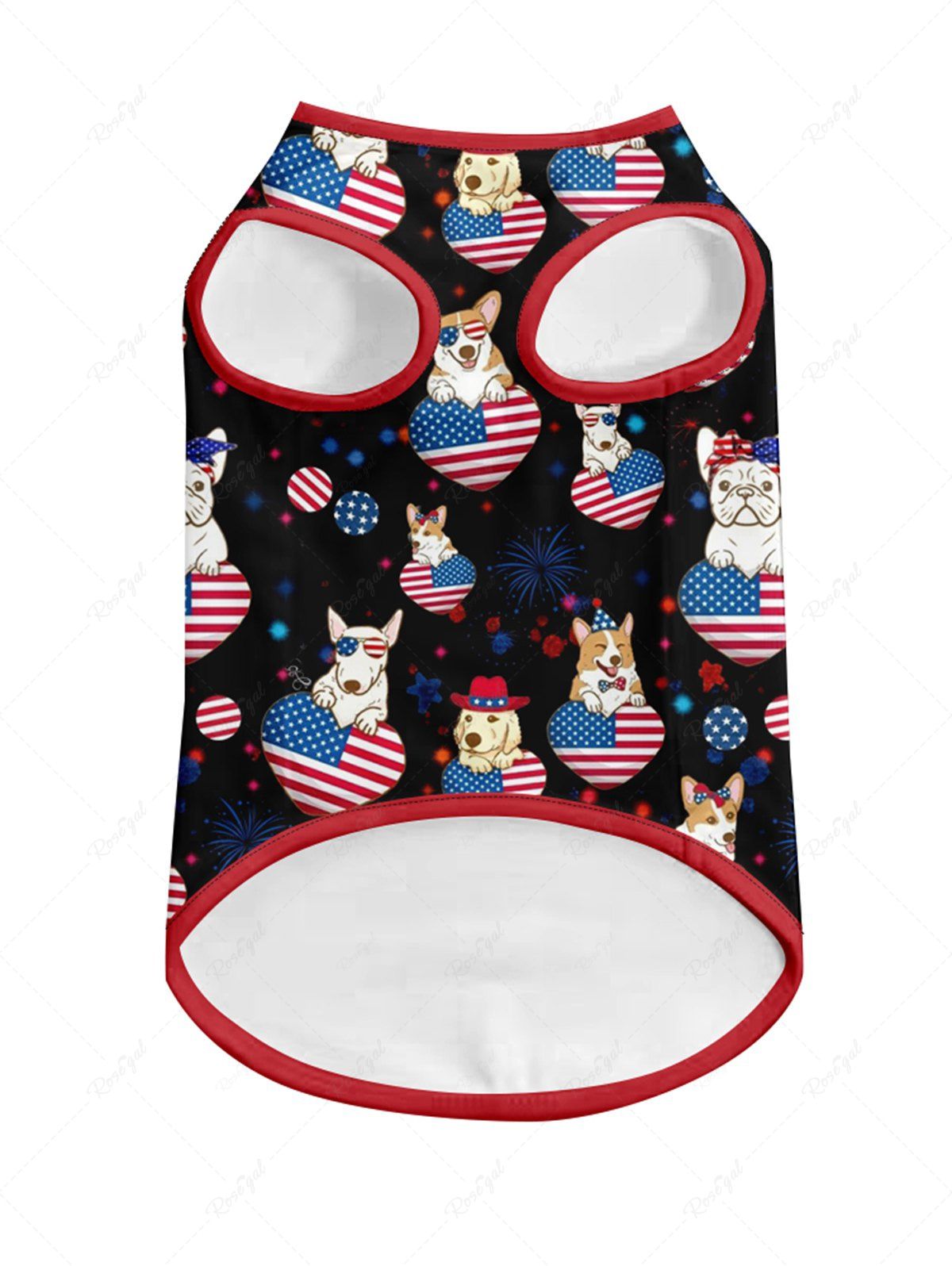 Pet's Patriotic American Flag Heart Dog Printed Tank Top