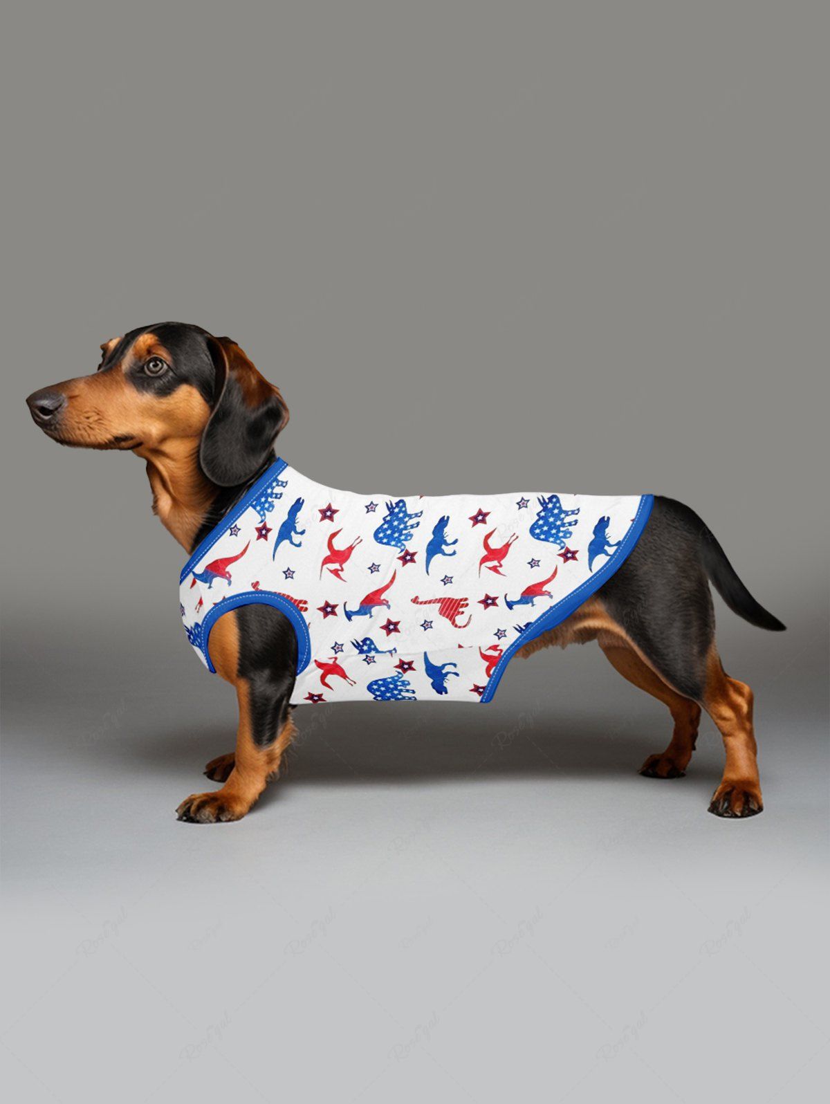 Patriotic American Flag Dinosaur Star Print Tank Top and Shirt Dog and Owner Matching Outfits