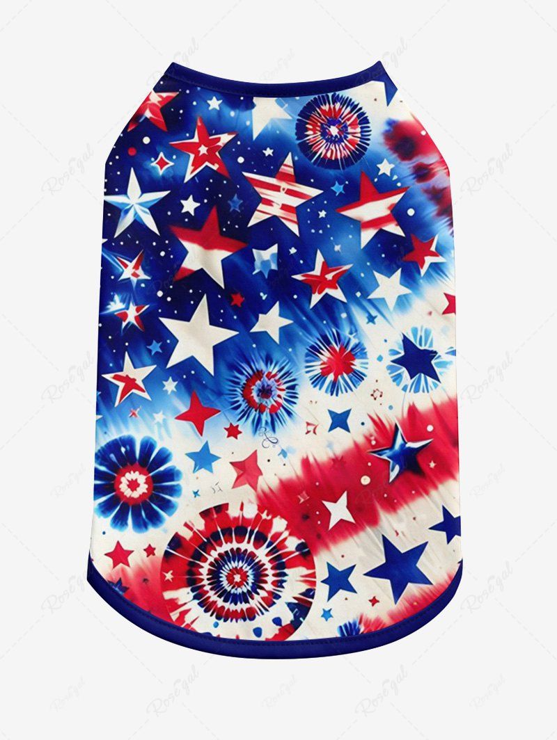 Pet's Tie Dye Spiral Galaxy Patriotic American Flag Printed Tank Top
