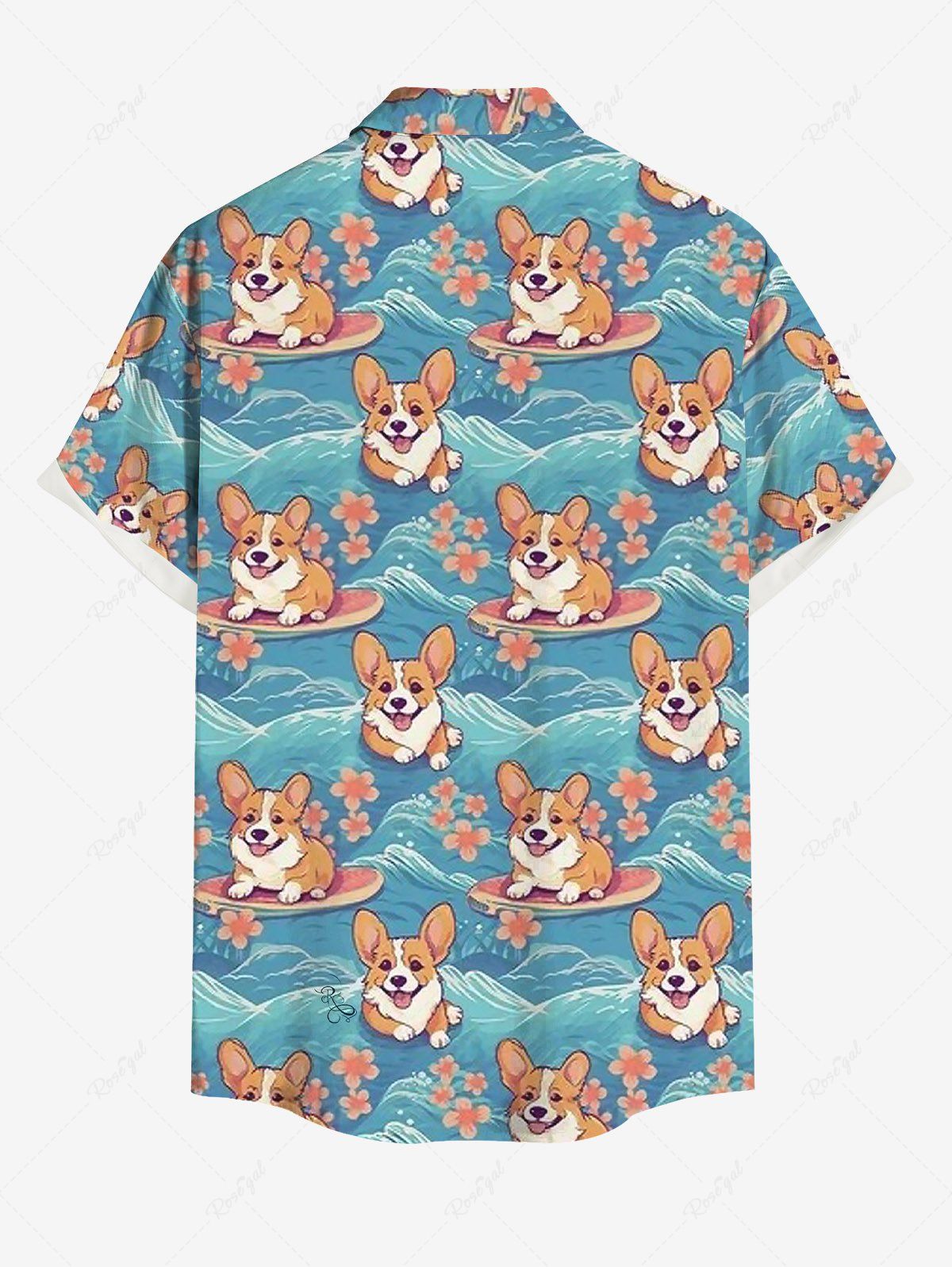 Dogs Sea Waves Flowers Print Tank Top and Shirt Dog and Owner Matching Outfits