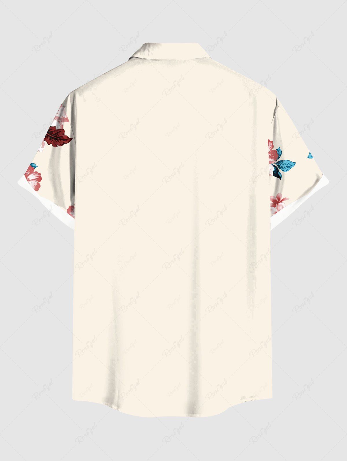 Plus Size Hibiscus Floral Tropical Leaves Dog Printed Hawaii Button Pocket Shirt For Men