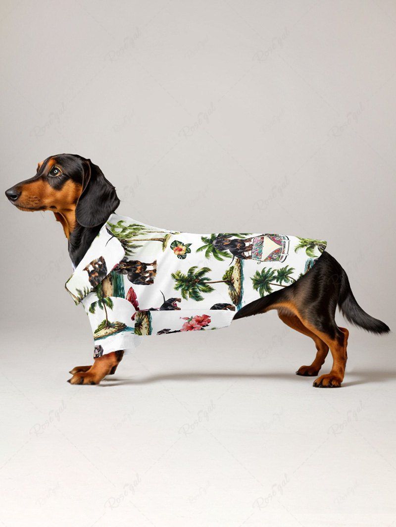 Coconut Tree Tropical Leaves Floral Print Hawaii Shirt Dog And Owner Matching Outfits