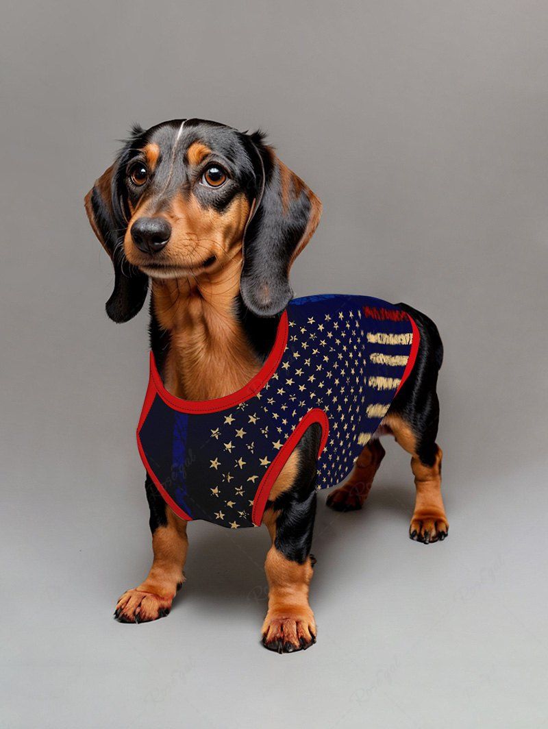 Patriotic American Flag Curve Printed Shirt Tank Top Dog And Owner Matching Outfits