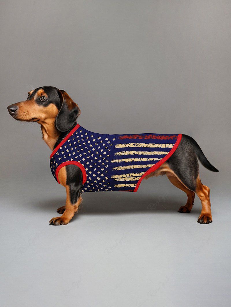 Patriotic American Flag Curve Printed Shirt Tank Top Dog And Owner Matching Outfits