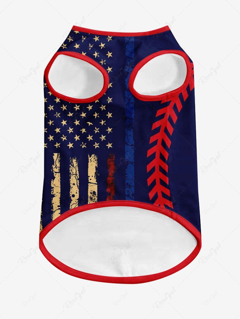Pet's Patriotic American Flag Curve Printed Tank Top
