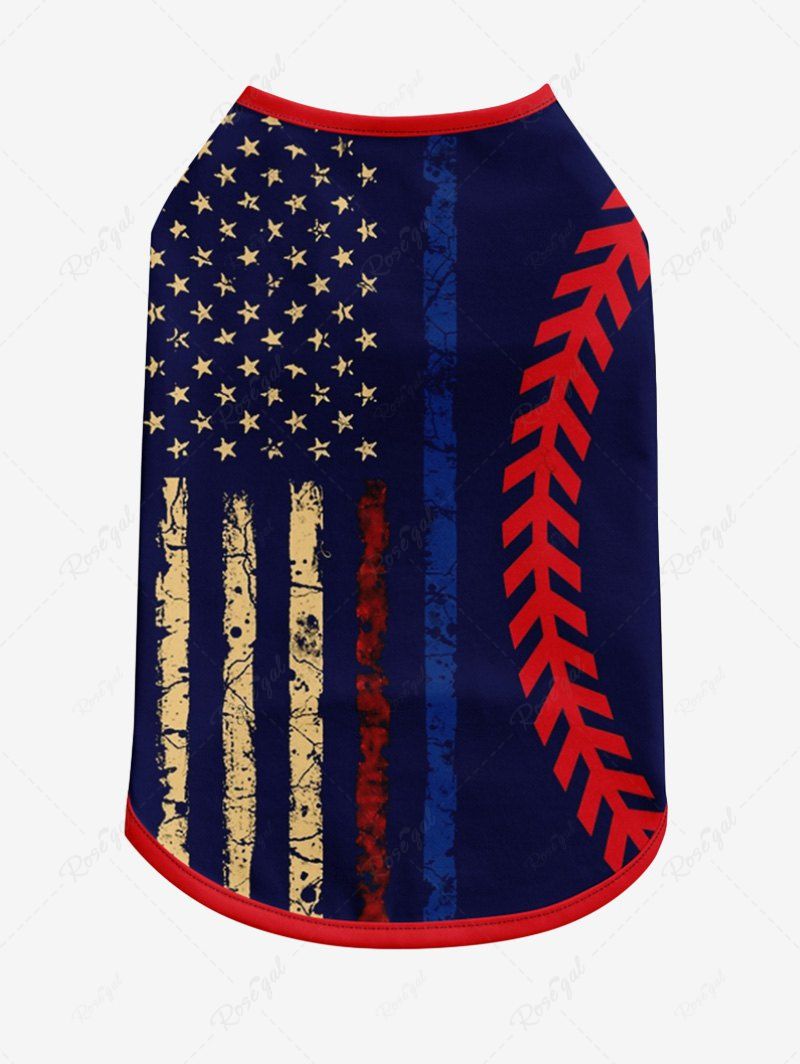 Pet's Patriotic American Flag Curve Printed Tank Top