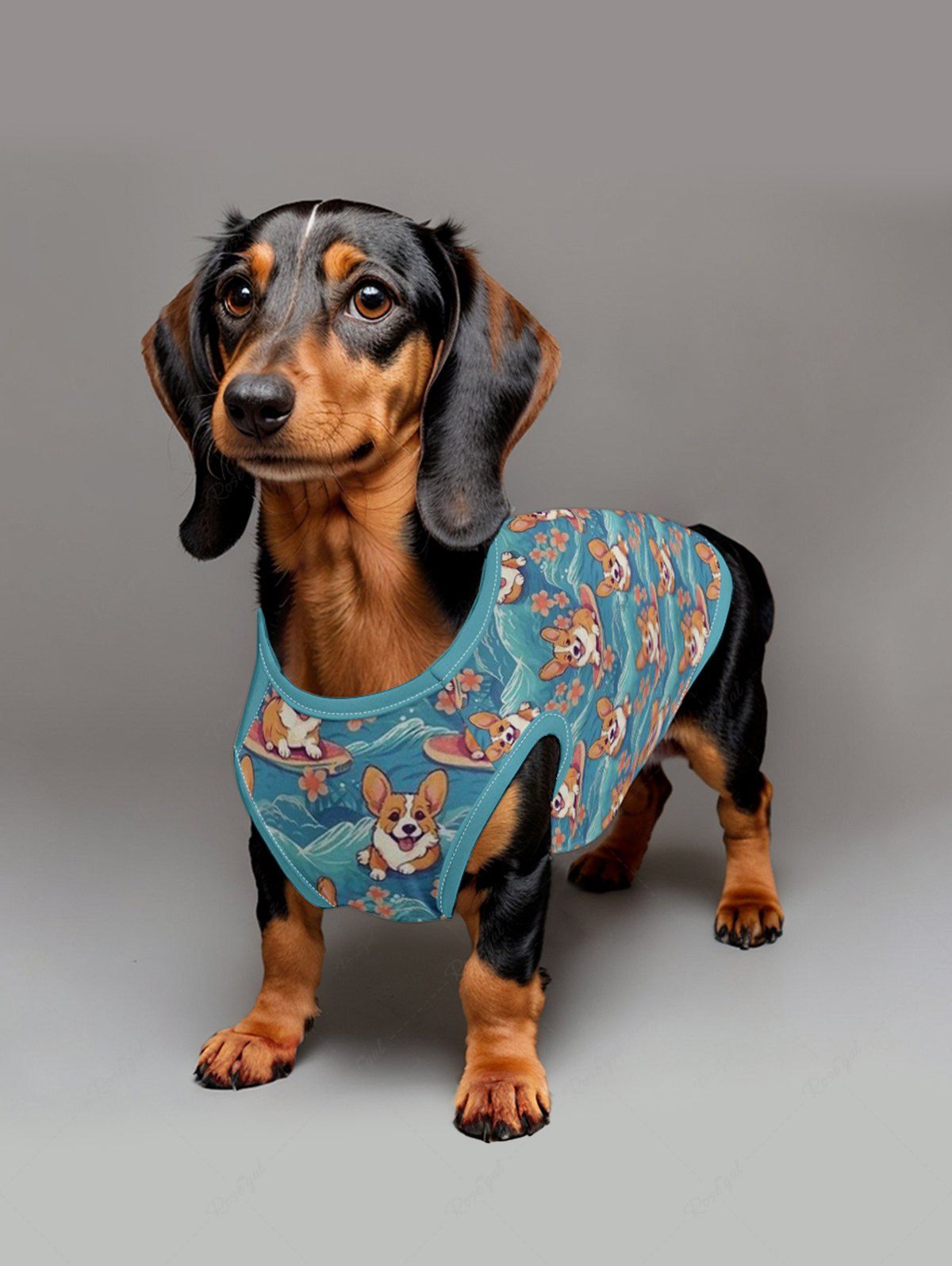 Dogs Sea Waves Flowers Print Tank Top and Shirt Dog and Owner Matching Outfits