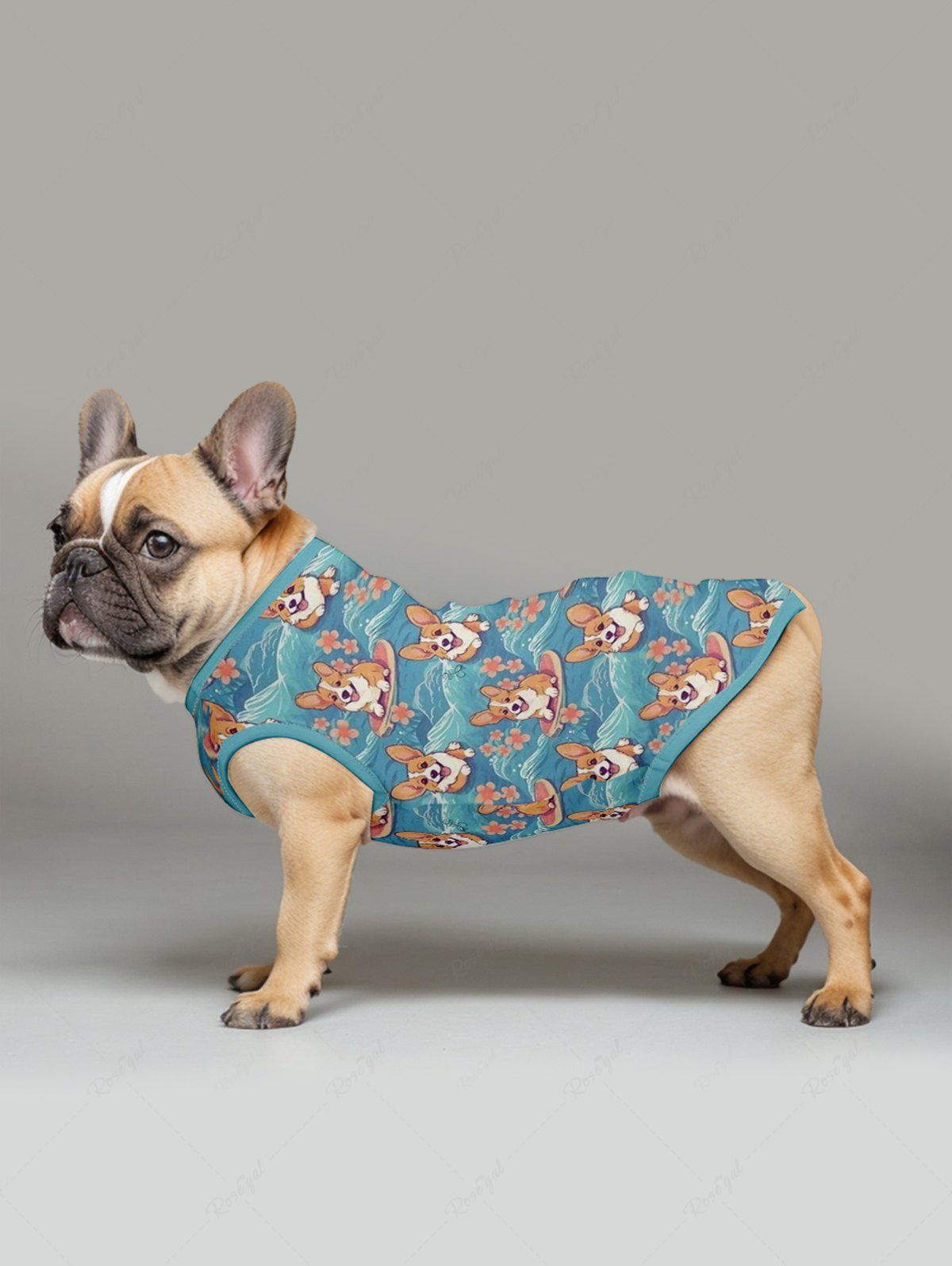 Dogs Sea Waves Flowers Print Tank Top and Shirt Dog and Owner Matching Outfits