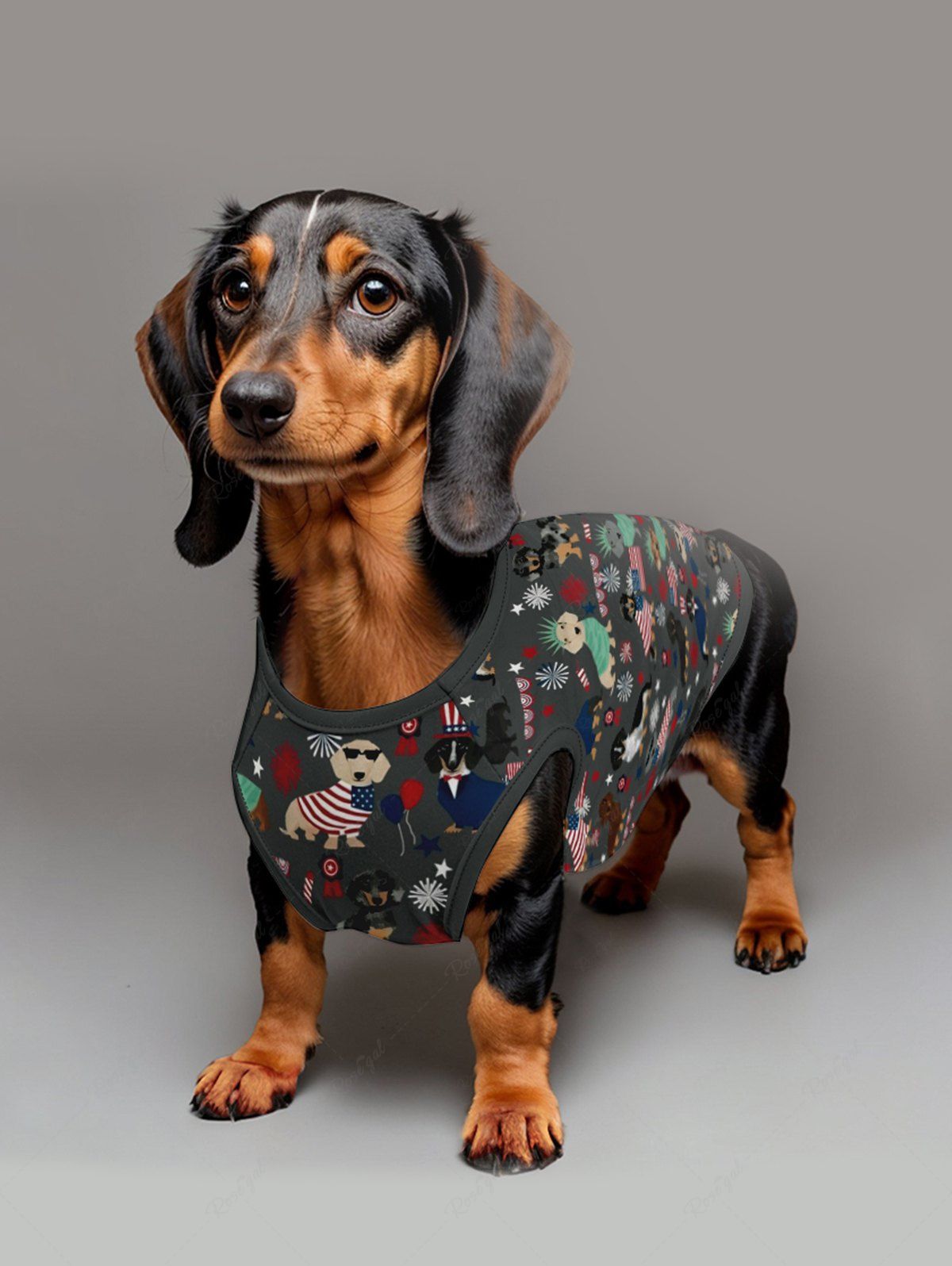 Pet's Patriotic American Flag Dogs Printed Tank Top