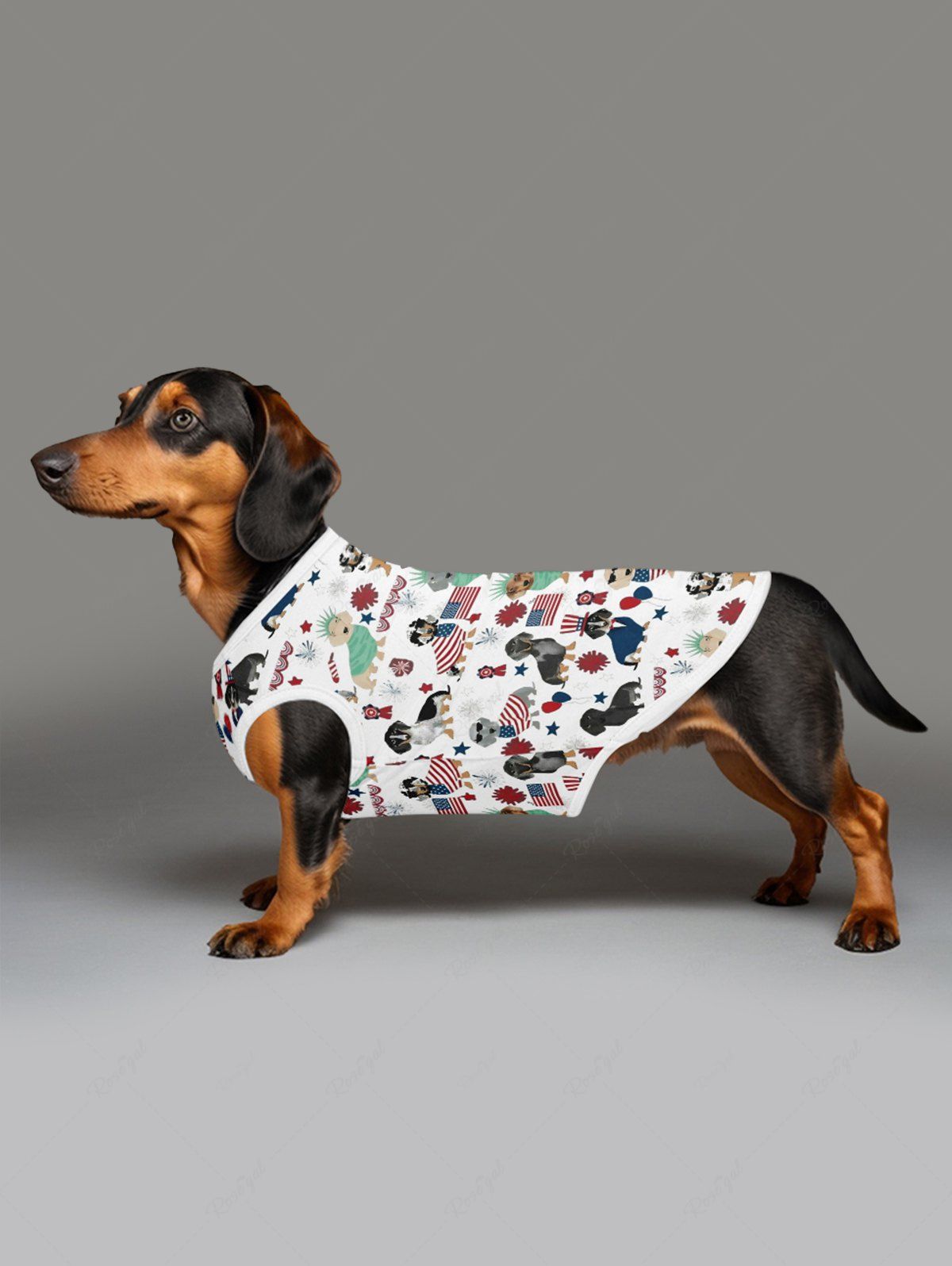 Pet's Patriotic American Flag Dogs Print Tank Top