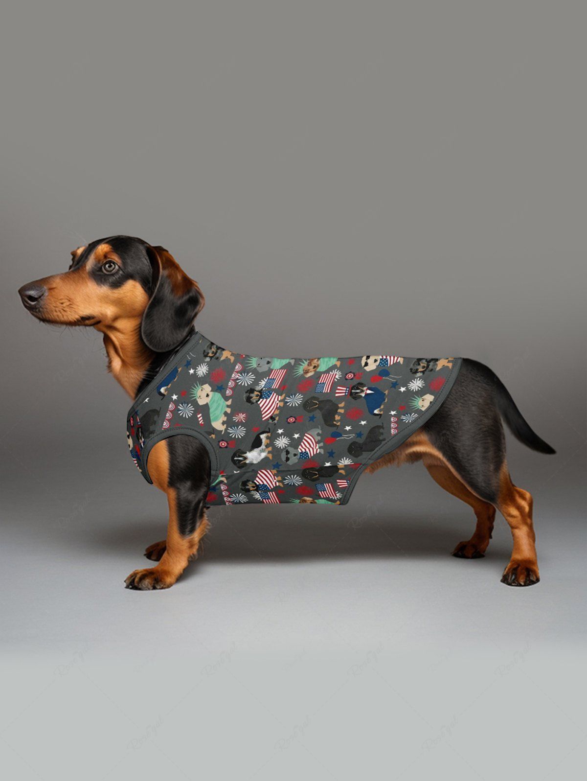 Patriotic American Flag Dogs Print Tank Top and Romper Dog and Owner Matching Outfits